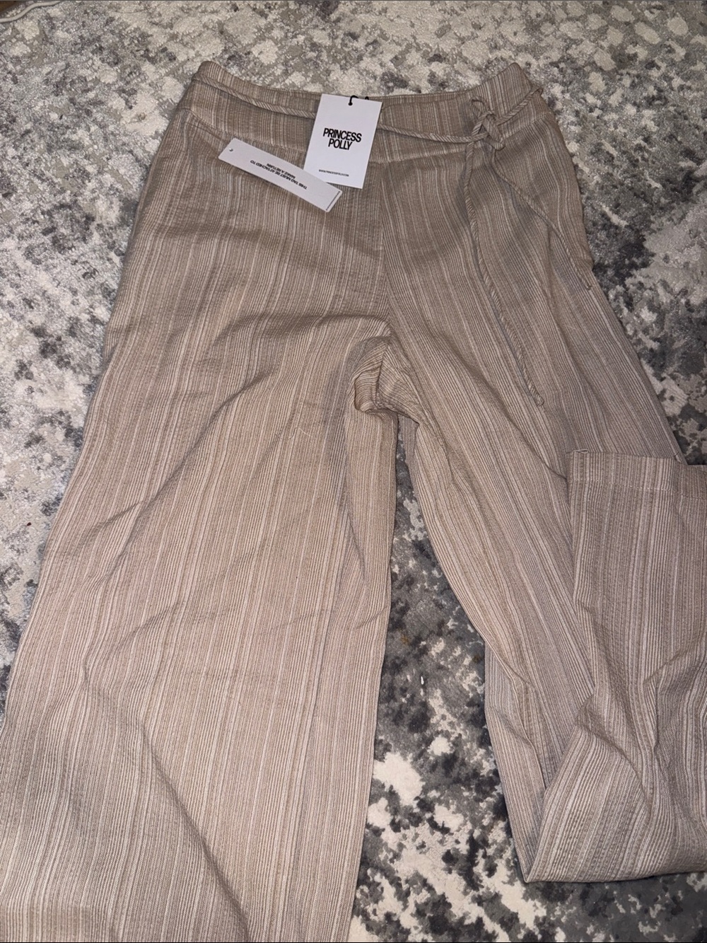 Princess Polly Taupe Striped Wide Leg Pants